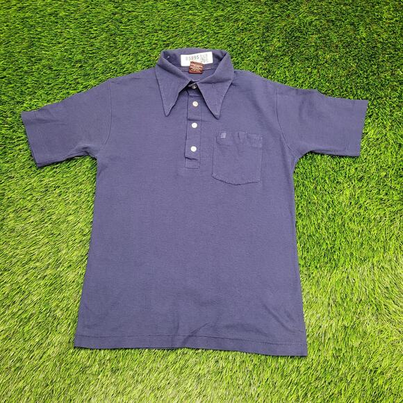 Vintage 80s Conor Preppy Polo Shirt XS/S 17x25 Navy-Blue USA - Picture 1 of 12